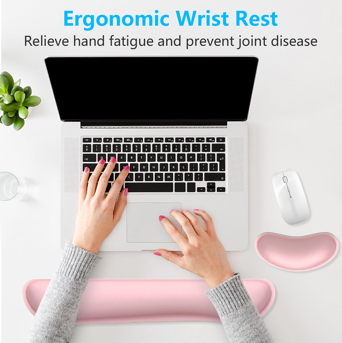 Dapesuom Enlarge Keyboard Wrist Rest, Memory Foam Wrist Cushion for Desk Mats Support, Cute Typing