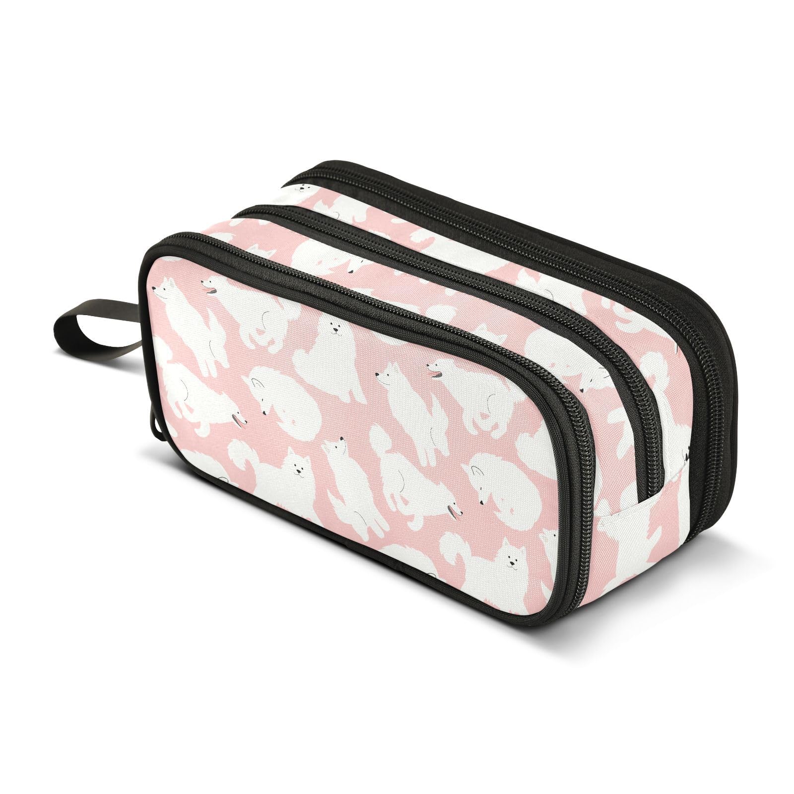 Sletend Pencil Case Samoyed Dog 3 Compartments Pencil Pouch