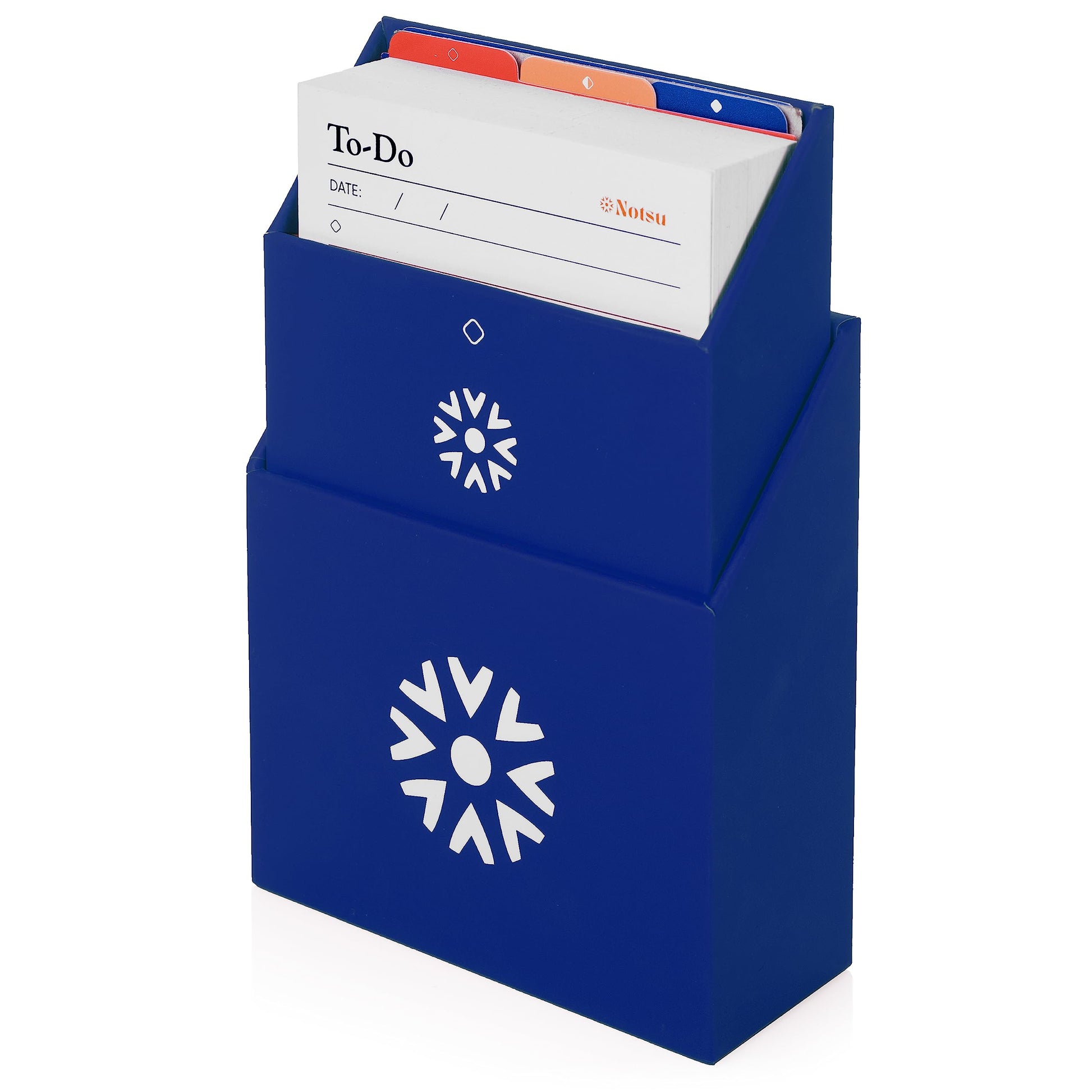 Notsu Centre Rise 3x5 Index Card Holder with 50 To Do List Cards (Blue)