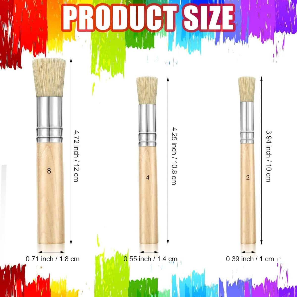 Outus 18 Pieces Wooden Stencil Brushes Natural Stencil Brushes Bristle Wooden Handle Painting Set