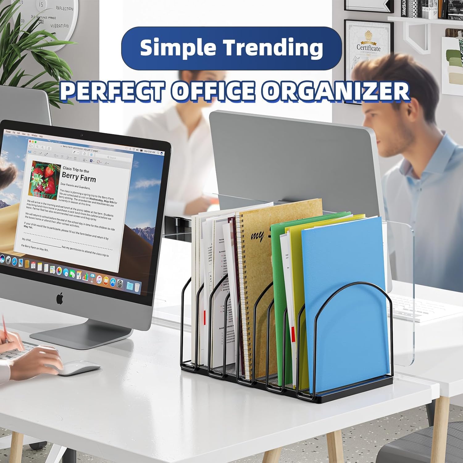 Simple Trending Desk File Sorter Organizer, 9 Section File Rack, Black