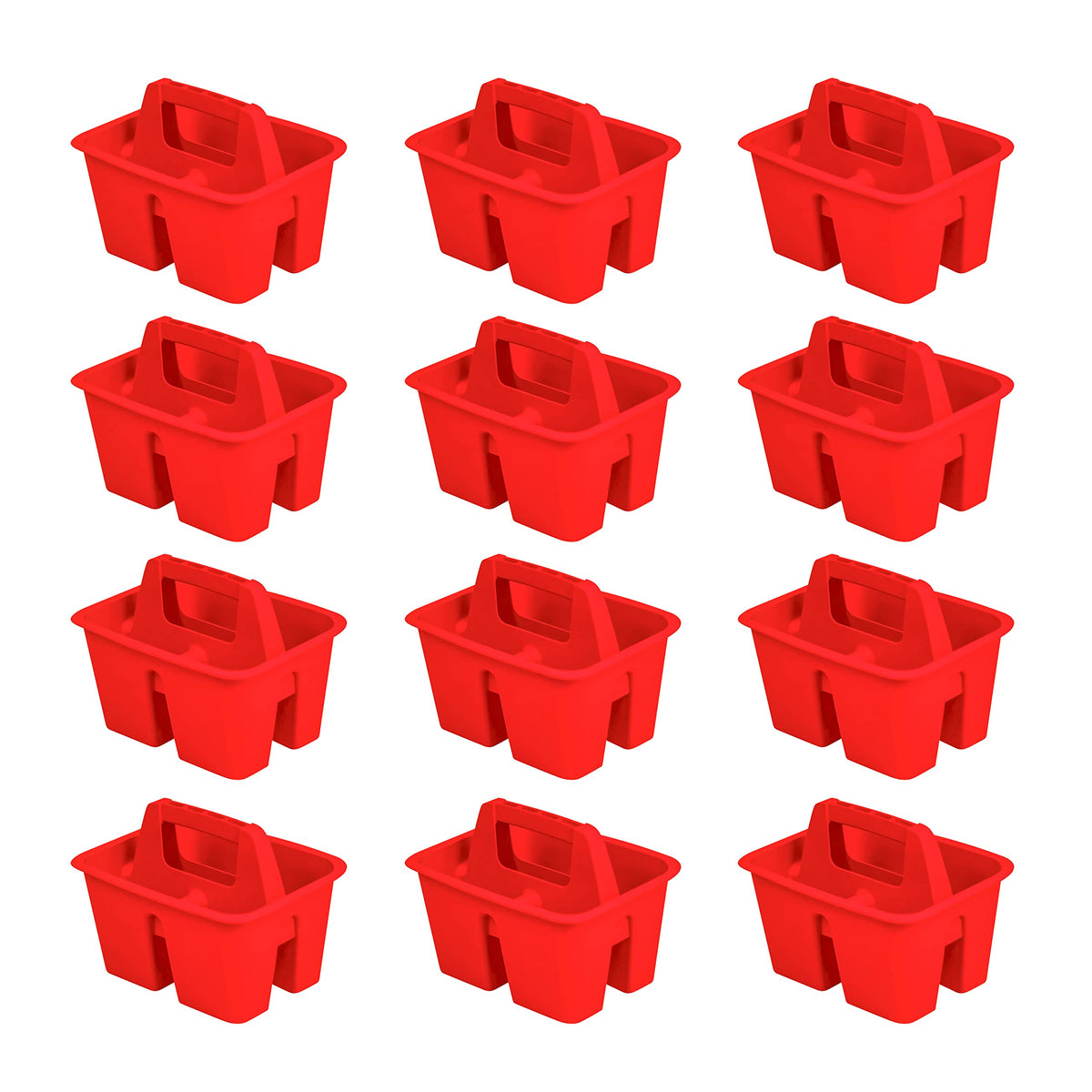 Storex Mini Classroom Caddy, Multipurpose Classroom Organizer with Handle, Red, Pack of 12