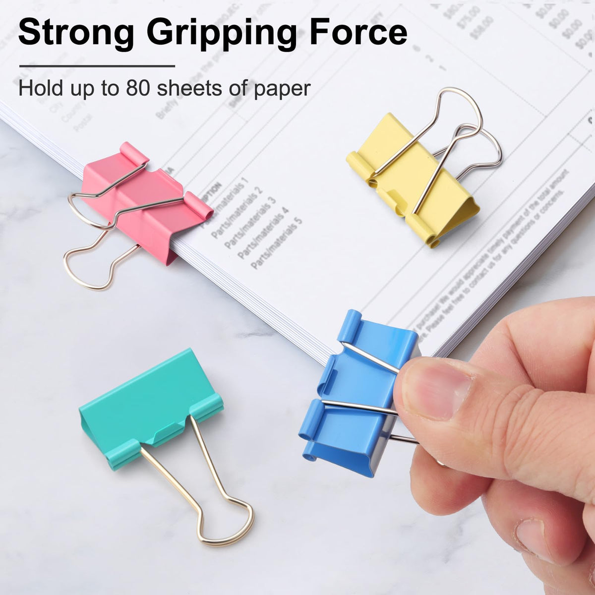 Colored Binder Clips,Medium Binder Clip 1.25 Inch (48 Pack) with Container