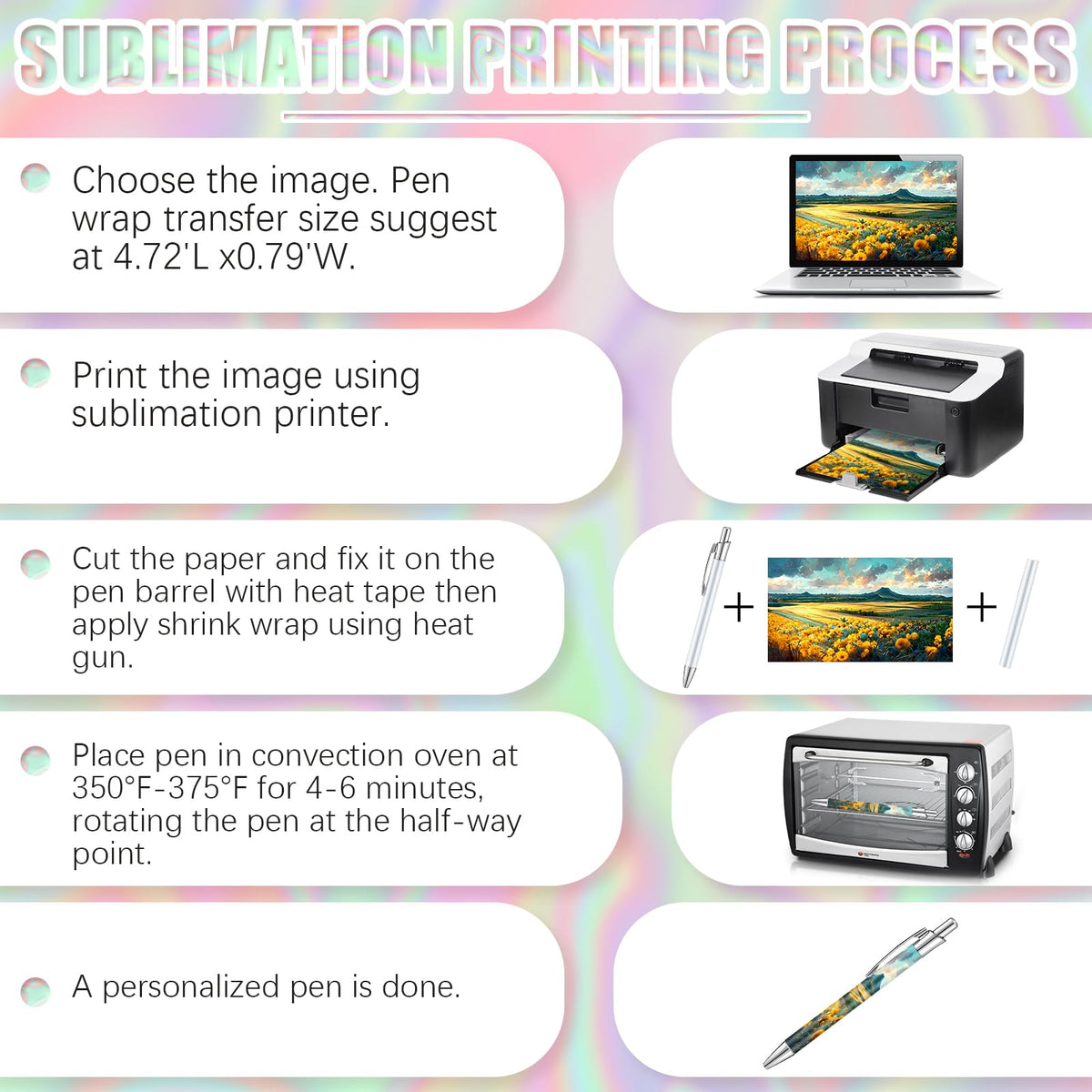 Yexiya 120pcs Sublimation Blank Pens Heat Transfer DIY Kit Shrink Bags