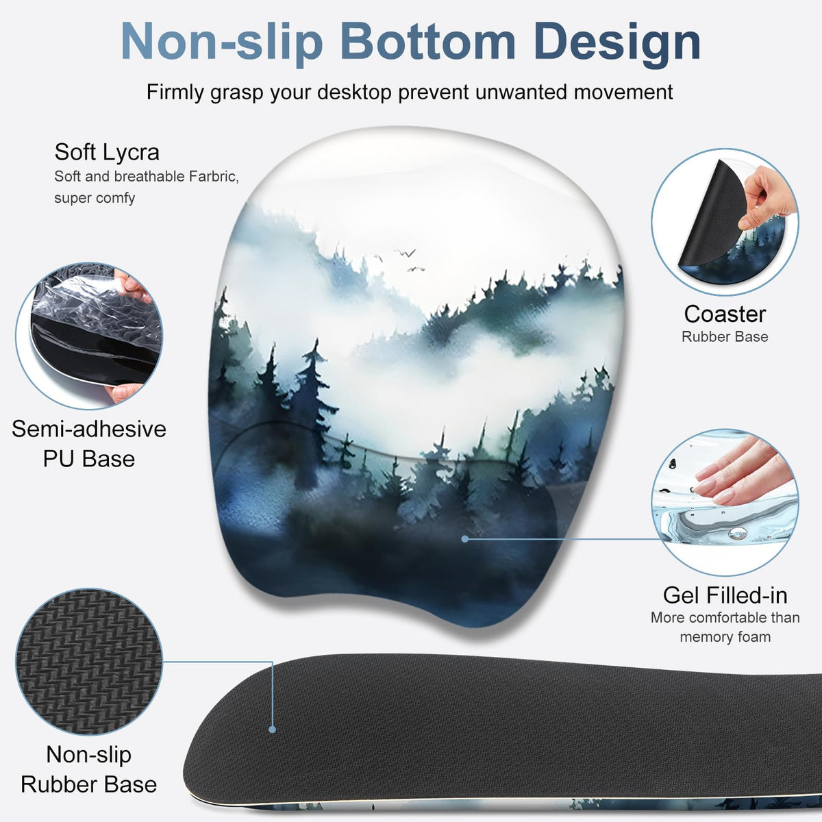 Large Mouse Pad, Keyboard Wrist Rest Set, Ergonomic Mouse Pad with Wrist Support, Desk Mat with