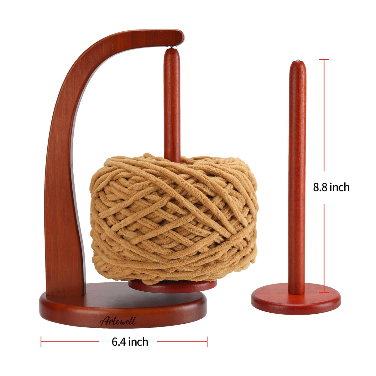 Yarn Holder for Crocheting with Magnetic Yarn Spinner-Warm Brown-Enlarg