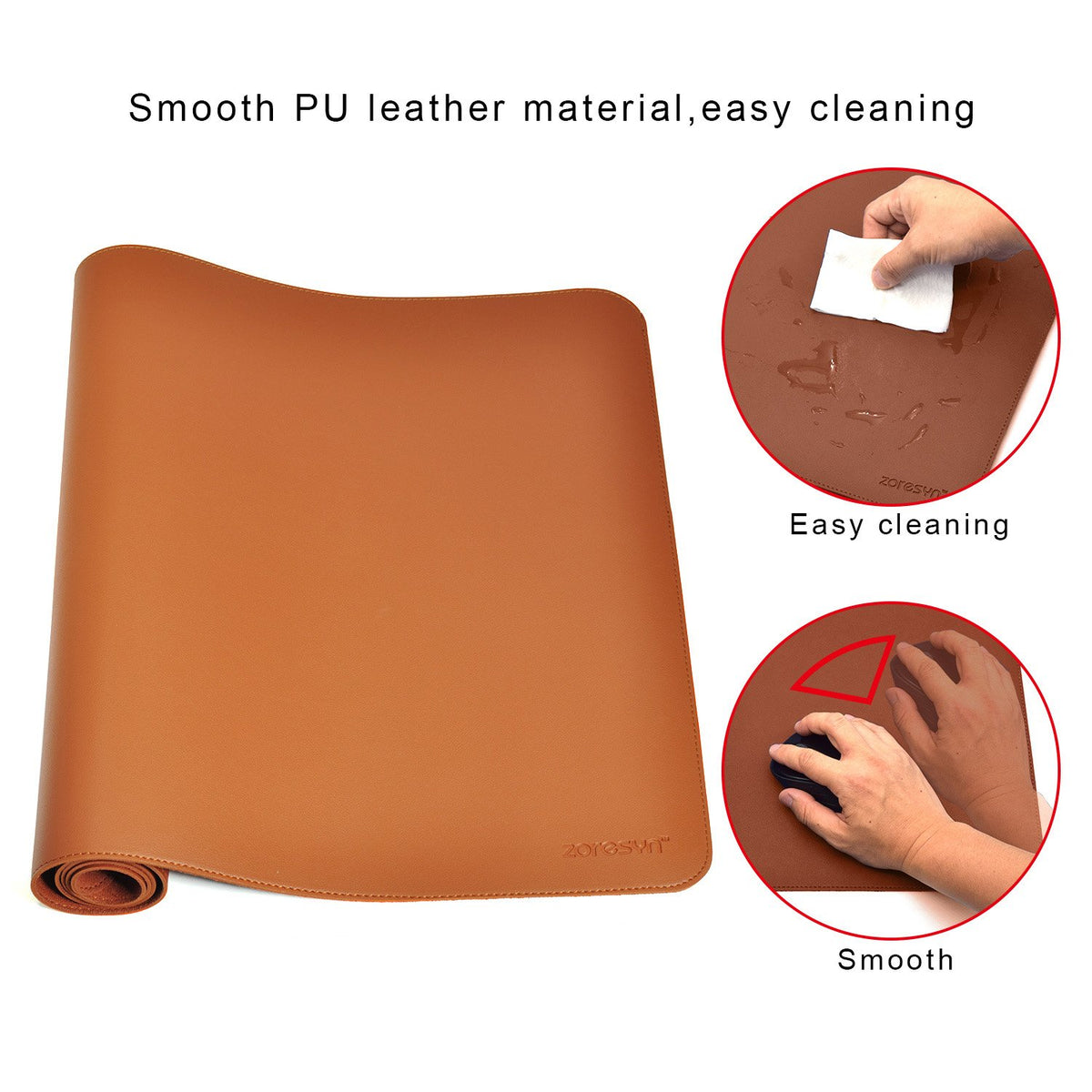 ZORESYN Large PU Leather Desk Pad, 35.4" x 15.8", Brown