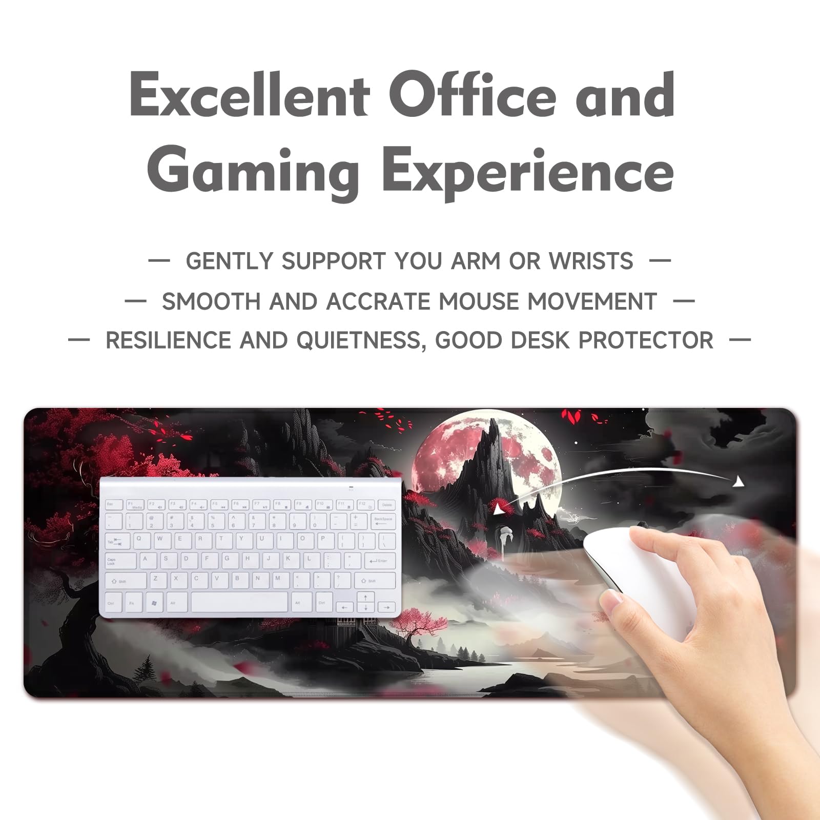 Gaming Mouse Pad Desk Pad XL Large Mouse Mat Office Decor Accessories (Dark Moon)