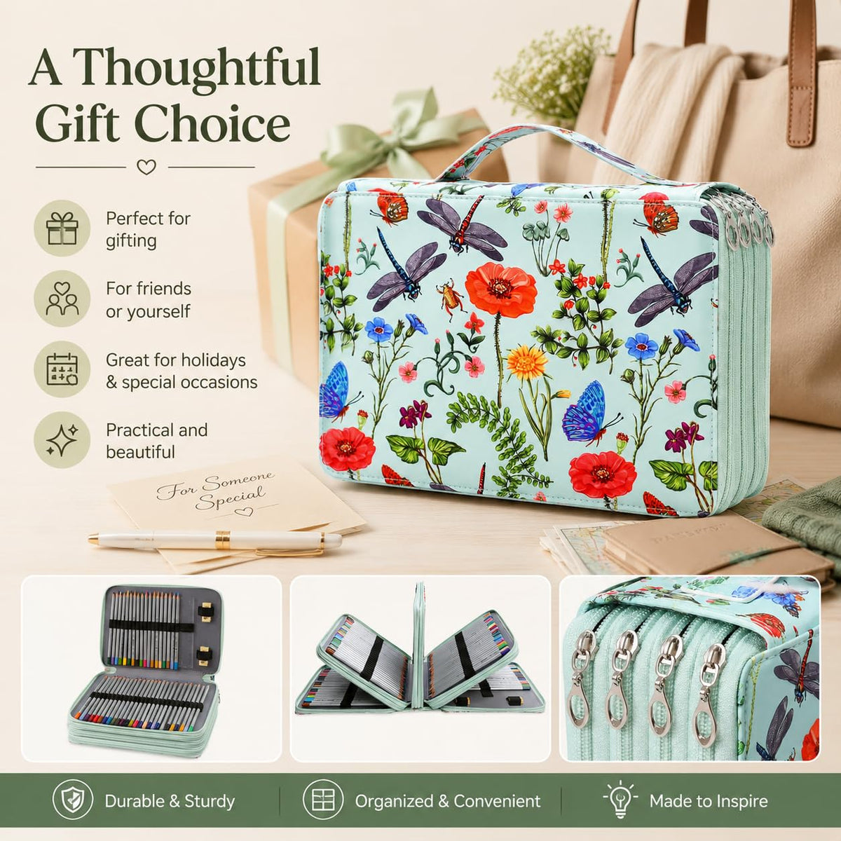 Lbxgap 200 Slots Colored Pencil Case Organizer, 4 Layer Bag