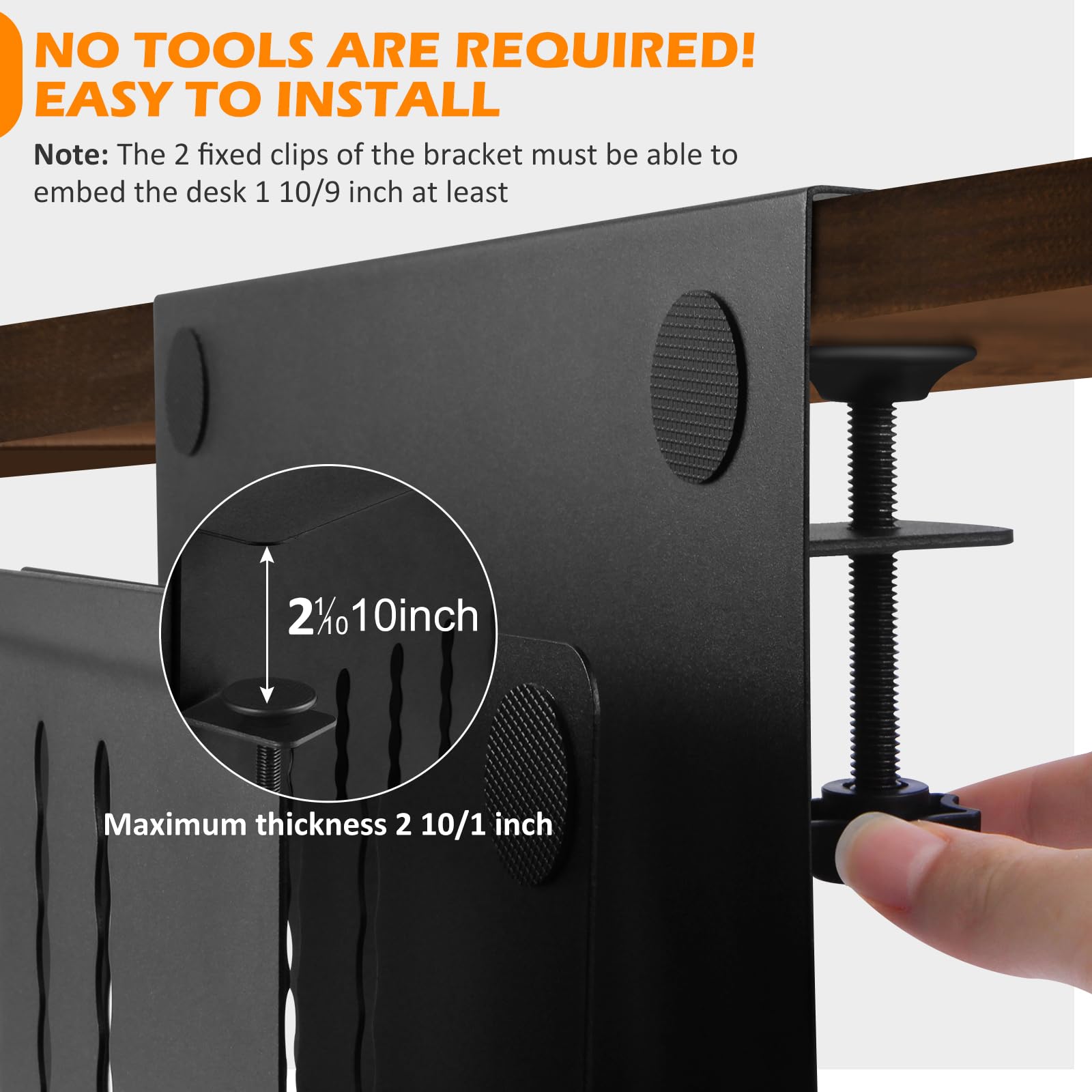 CIBOTIES Desk Side Storage, 2 Tier Steel Hanging Organizer, No Drill Side Desk Organizer, Laptop