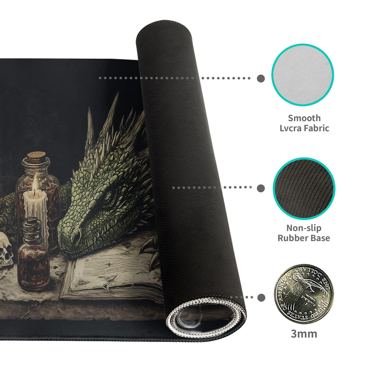 Desk Mat Mouse Pad Gaming Desk Pad XL Large Mouse Mat Office Decor Accessories (Sleeping Dragon)