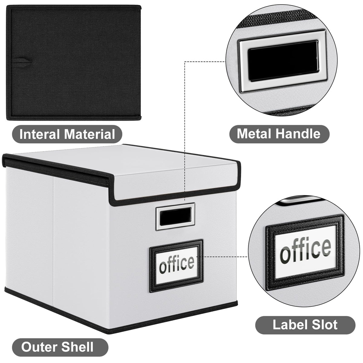 Huolewa File Organizer Box with Lids, Collapsible File Folder Organizer