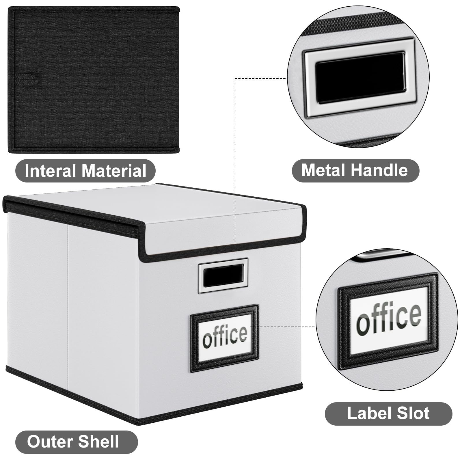 Huolewa File Organizer Box with Lids, Collapsible File Folder Organizer