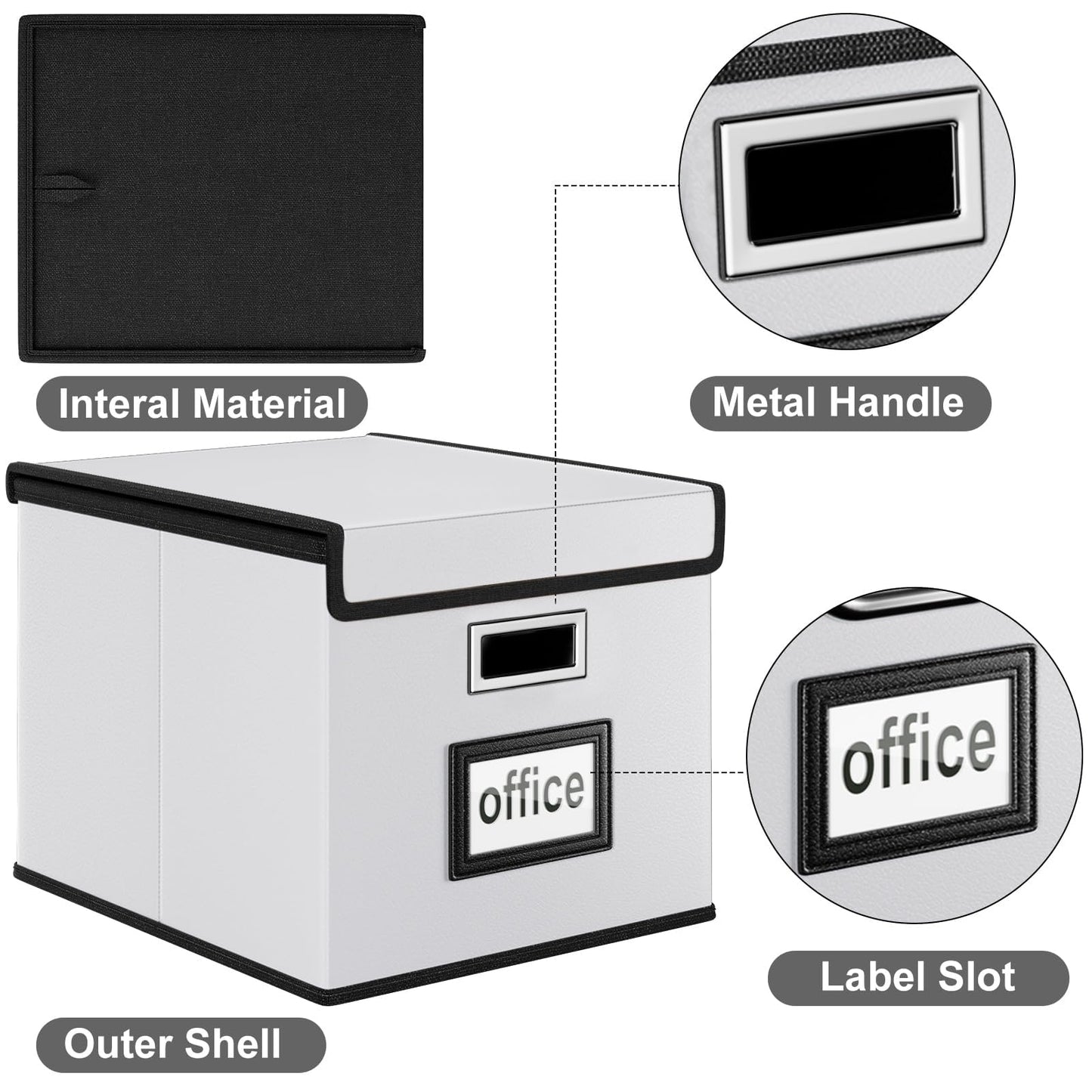Huolewa File Organizer Box with Lids, Collapsible File Folder Organizer