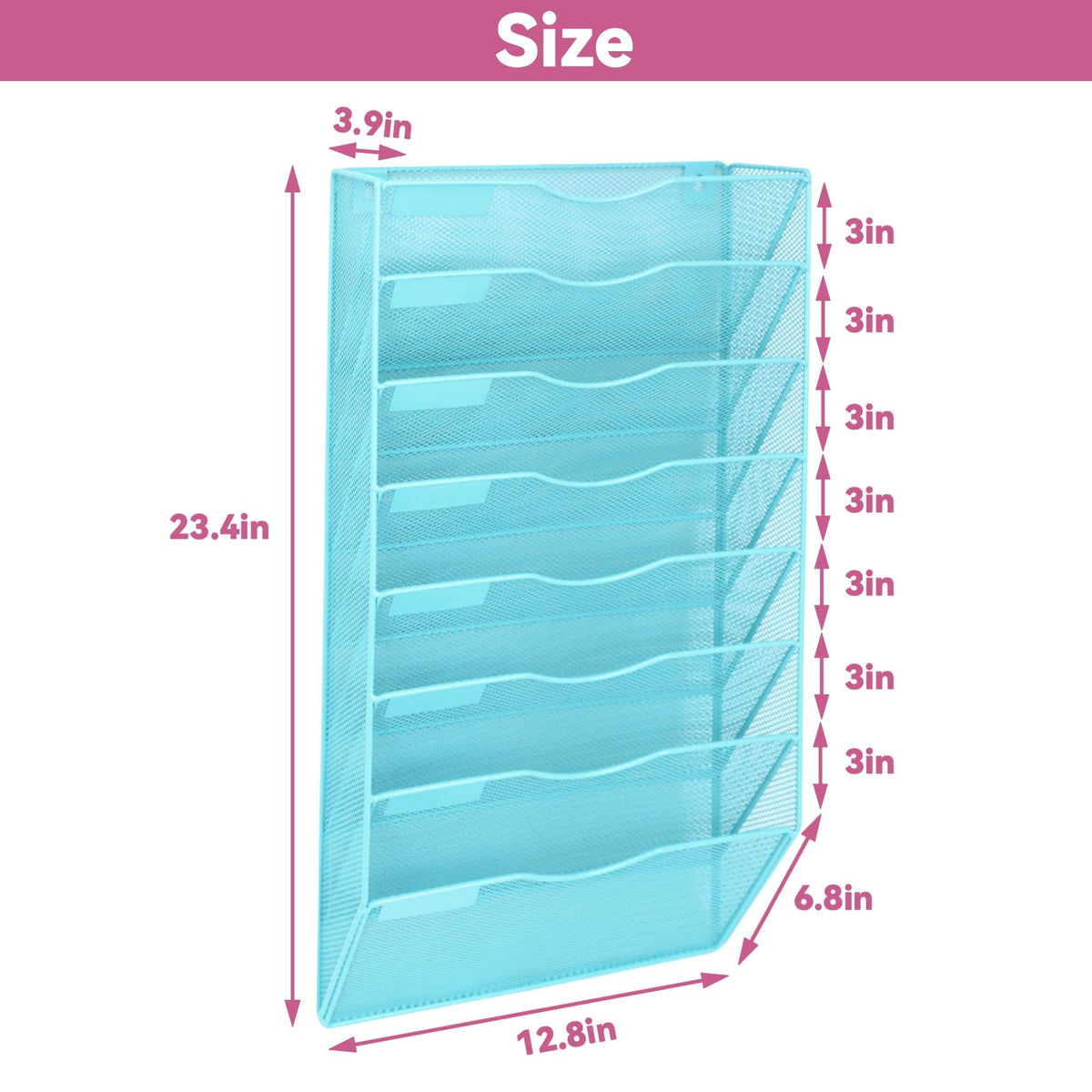 ideallife 8 Pockets Mesh Wall File Holder Organizer Office Hanging File Folder Magazine Rack