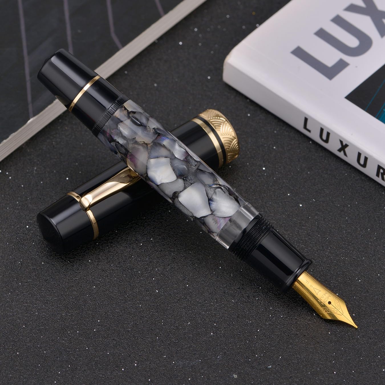 erofa Majohn P139 Fountain Pen Fine Nib Brass Piston System Large Capacity Writing Pen with Box