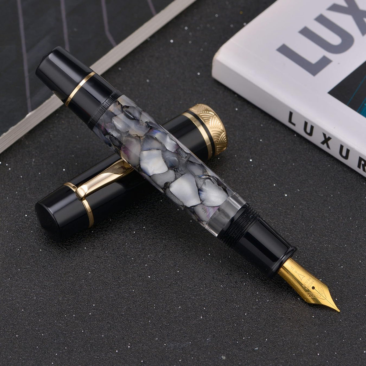 erofa Majohn P139 Fountain Pen Fine Nib Brass Piston System Large Capacity Writing Pen with Box
