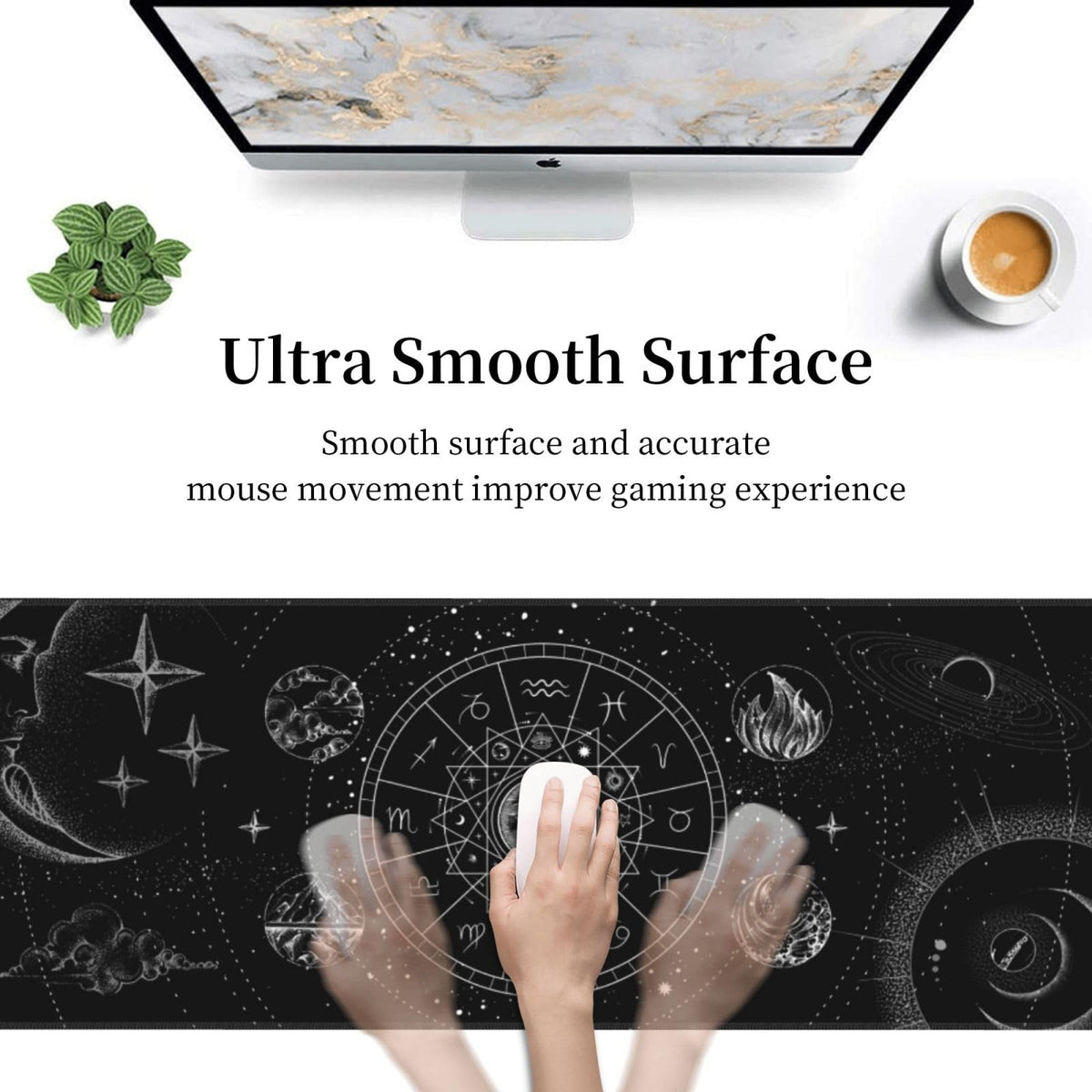 Mouse pad XL Extended Non Slip Rubber Base Stitched Edge 31.5 X 11.8 Inch