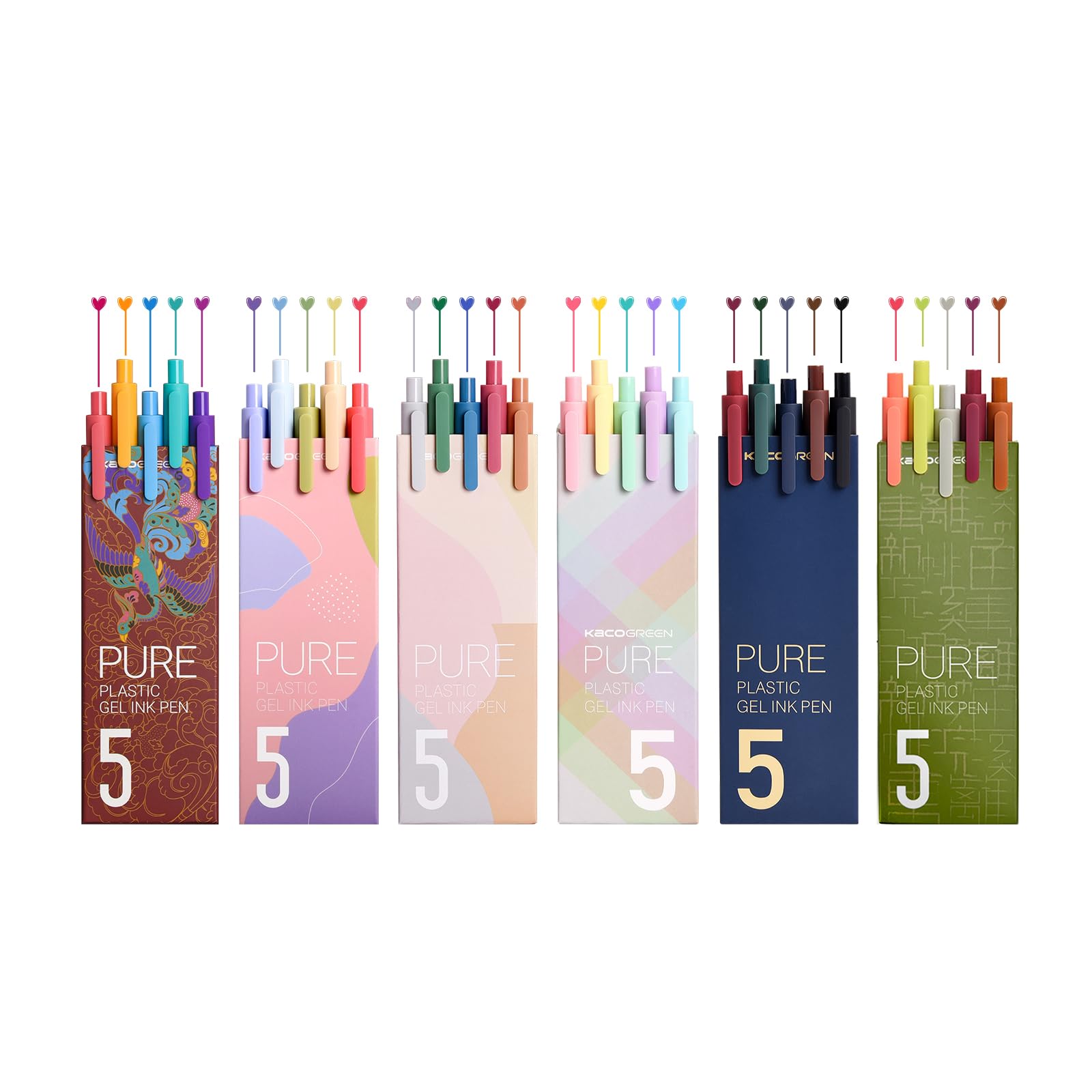 Kaco PURE Colored Gel Pens 30 Pieces Assorted Color Ink 0.5mm Fine Point