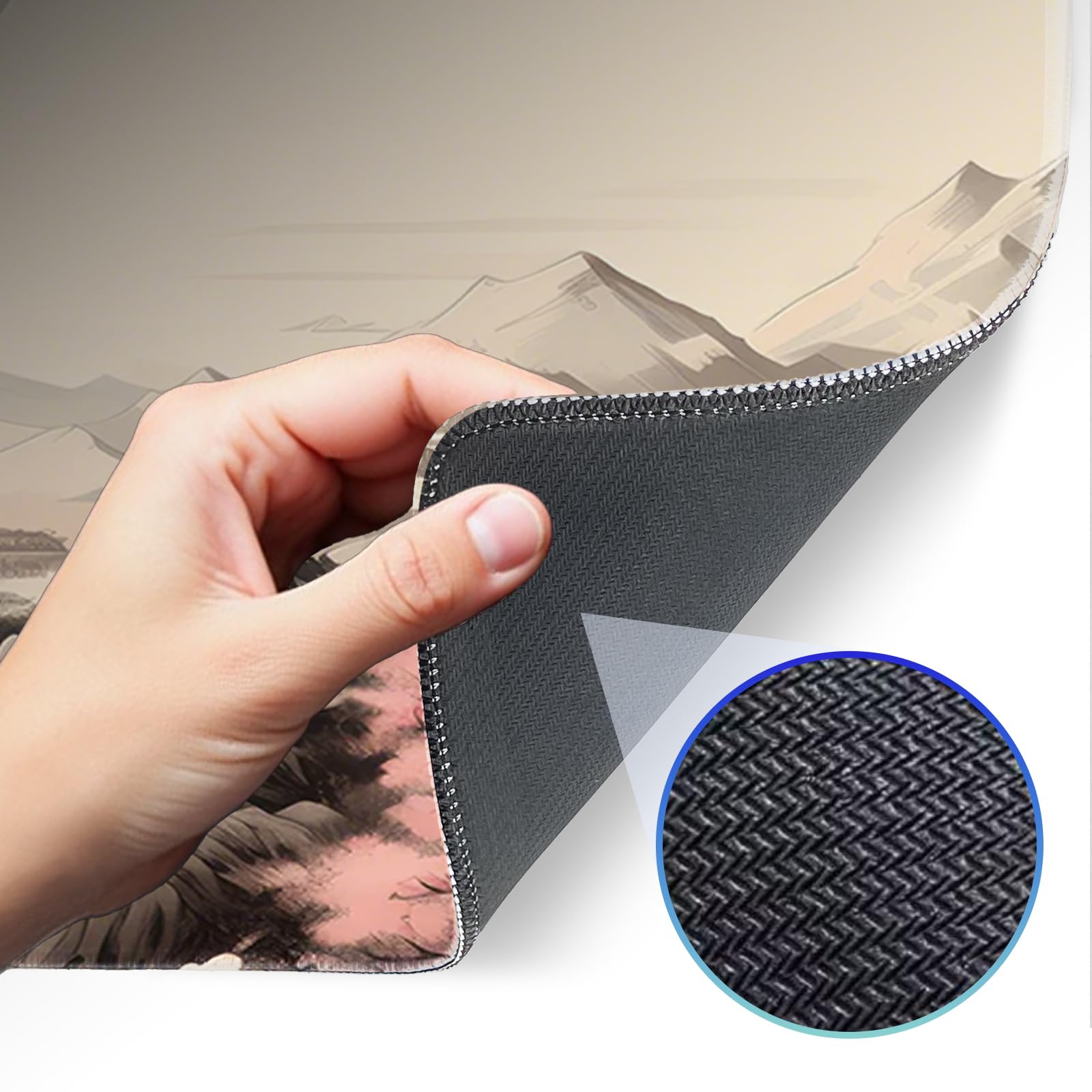 Japanese Sakura Gaming Mouse Pad, Non-Slip Rubber Base, Stitched Edges, for Office, Gaming, Home