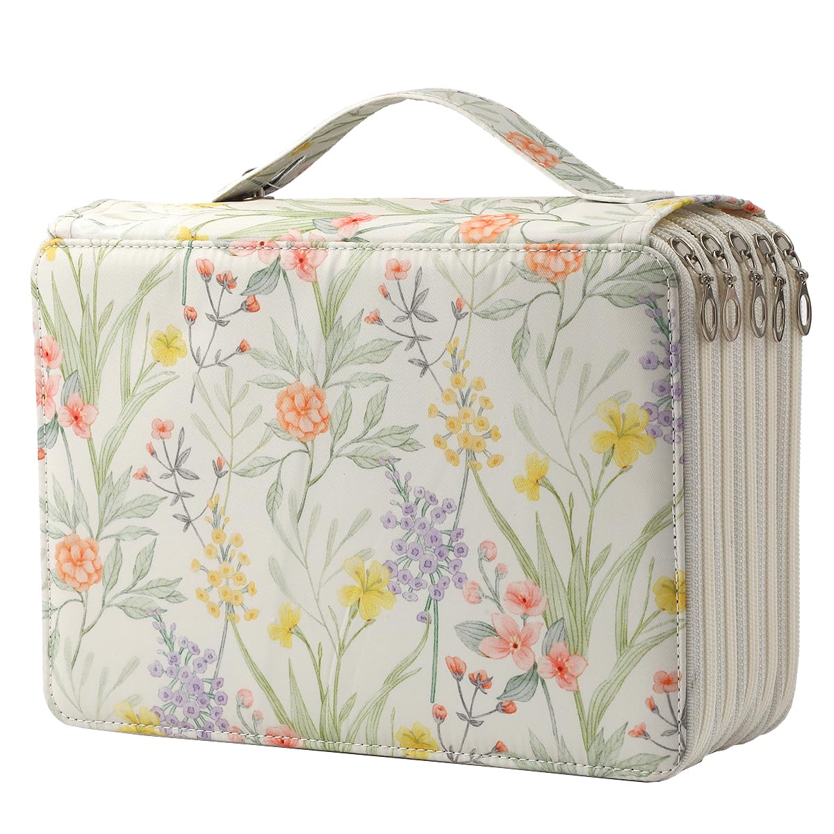 Lbxgap 250 Slots Canvas Pencil Case 5-Layer Zipped Holder w/Handle