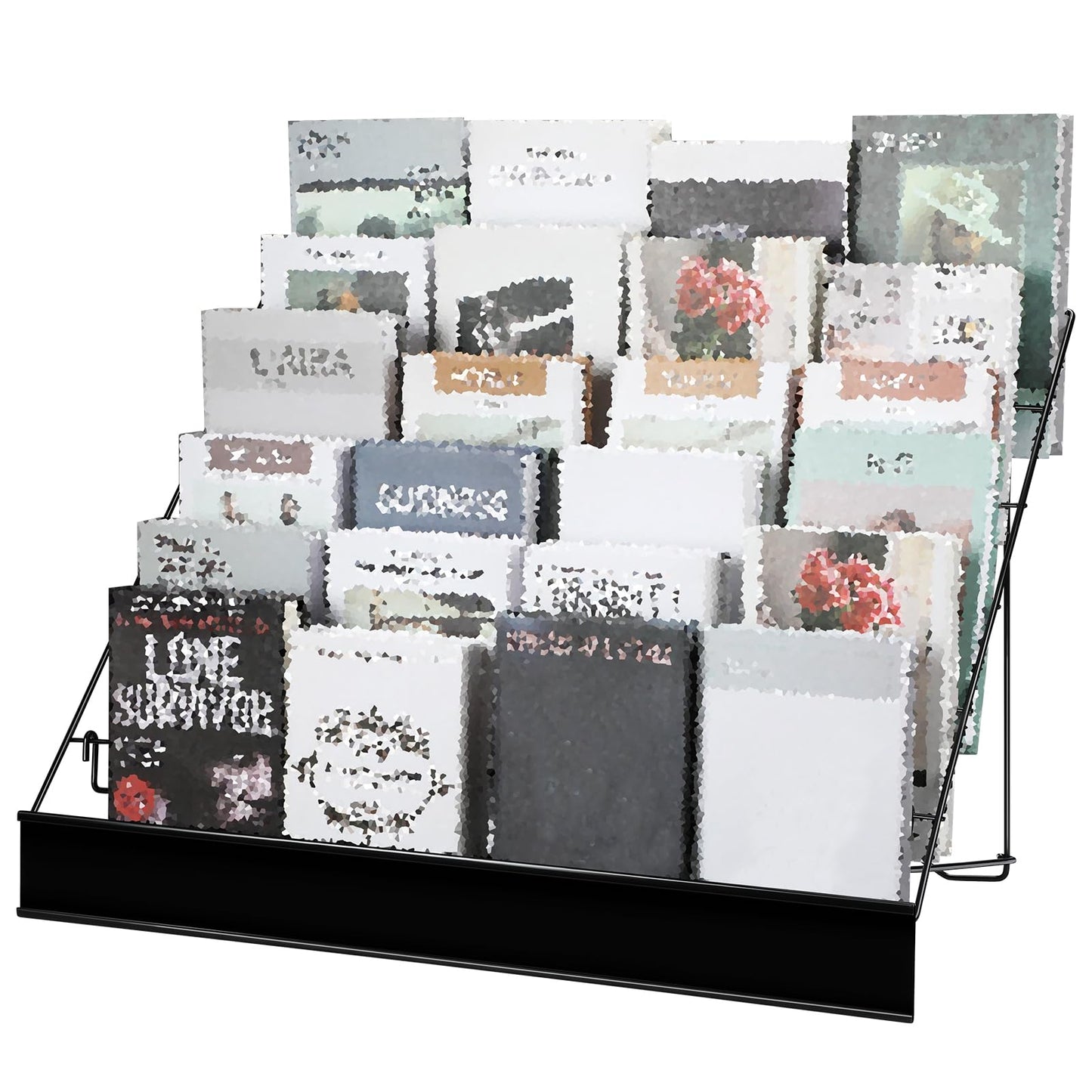 Queekay 6 Tier Wire Countertop Rack black Comic Book Holders Wide Wire Magazine Rack Tabletop