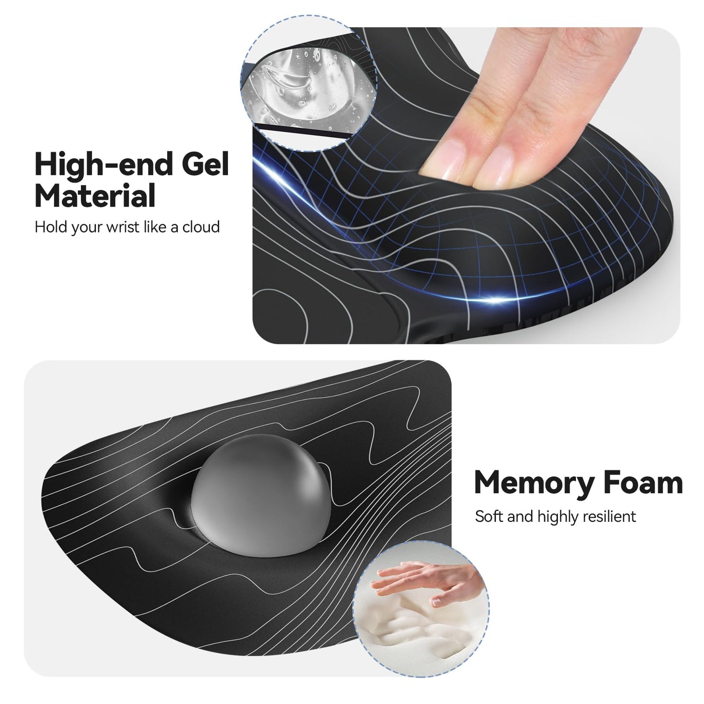 TECKNET Gel Ergonomic Mouse Pad & Keyboard Wrist Rest & Coaster