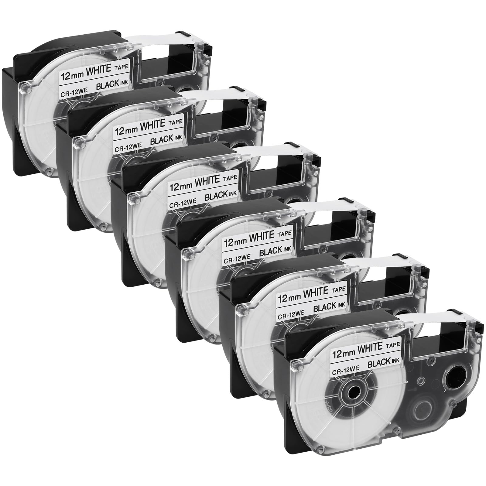 Replacement for Casio XR-12WE 12mm (1/2") Black on White Label Maker Tape