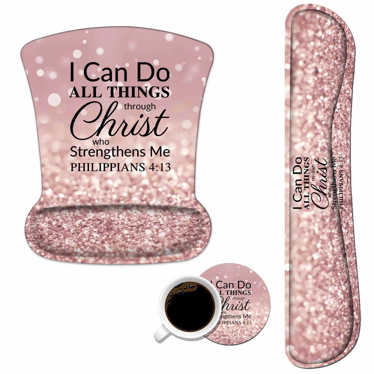 Keyboard Wrist Rest and Mouse Wrist Rest Pad Set with Coasters, Ergonomic Support, Non-Slip PU