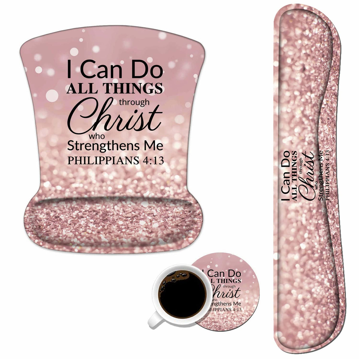 Keyboard Wrist Rest and Mouse Wrist Rest Pad Set with Coasters, Ergonomic Support, Non-Slip PU