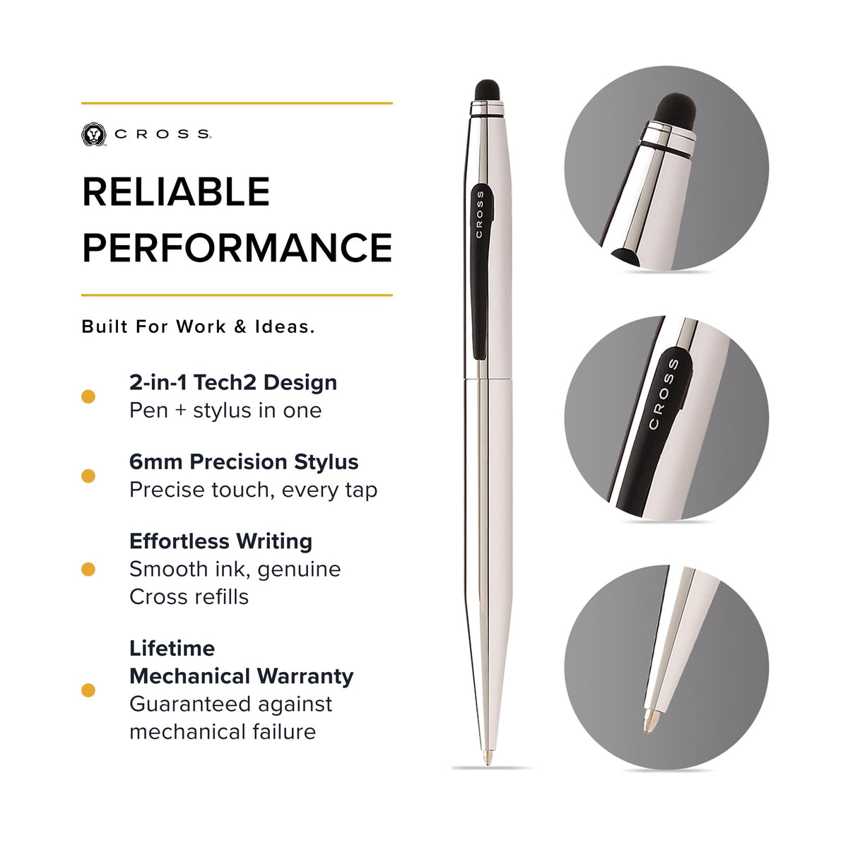 Cross Tech2 Ballpoint Pen, Multiple Colors, Medium Point, Black Ink