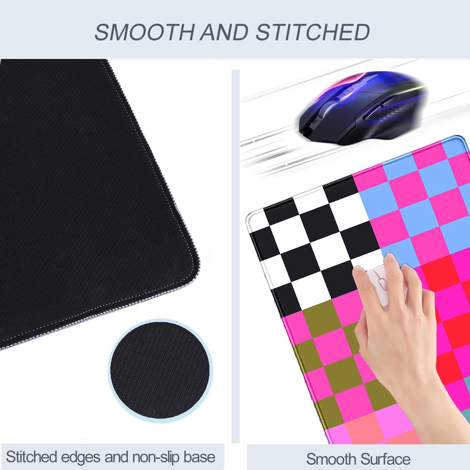 Nasdalgias Checkered Desk Mat Pink Desk Matt for Desktop Desk Pad XXL Large Mouse Pad Deskmat Big