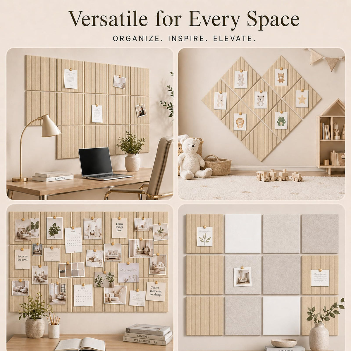Baysola Stripe Felt Bulletin Board Tiles, Cork Board Alternative 24 x 36 in