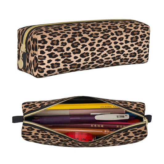 IMPCOKRU Small Pencil Bag Study Pencil Bag Key Pouch,Brown Leopard,Stationery Storage Pencil Case