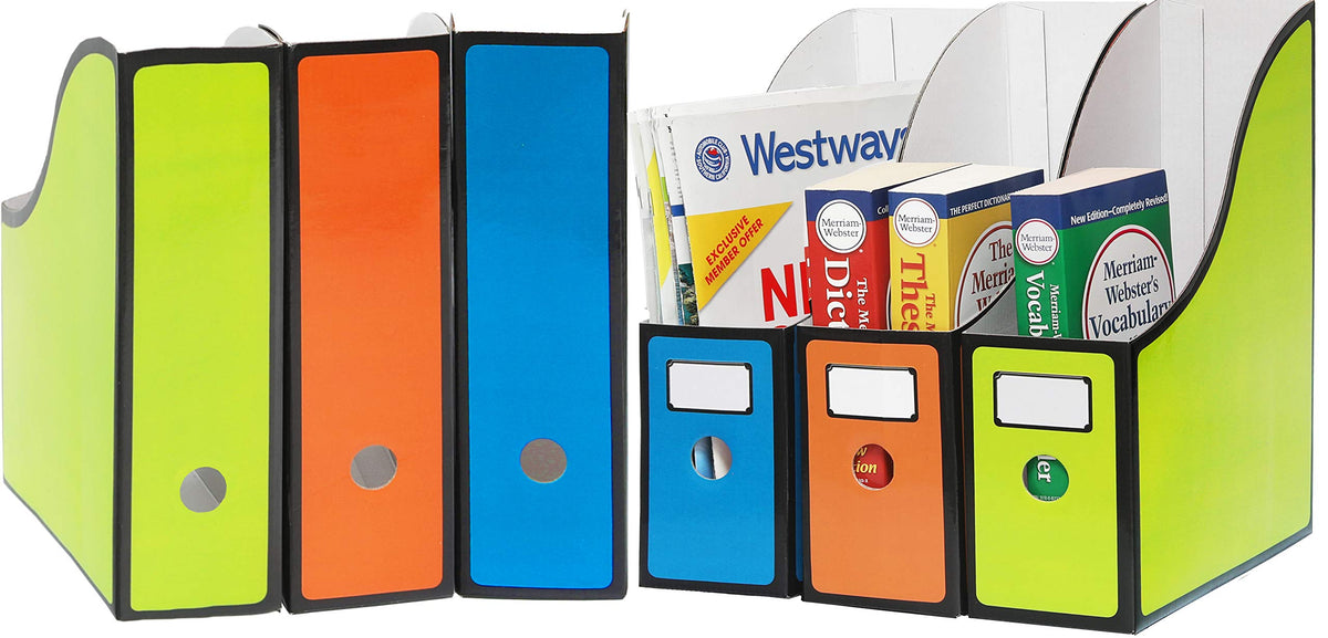 Simple Houseware 6-Pack Cardboard Magazine File Holder Box, Multicolor