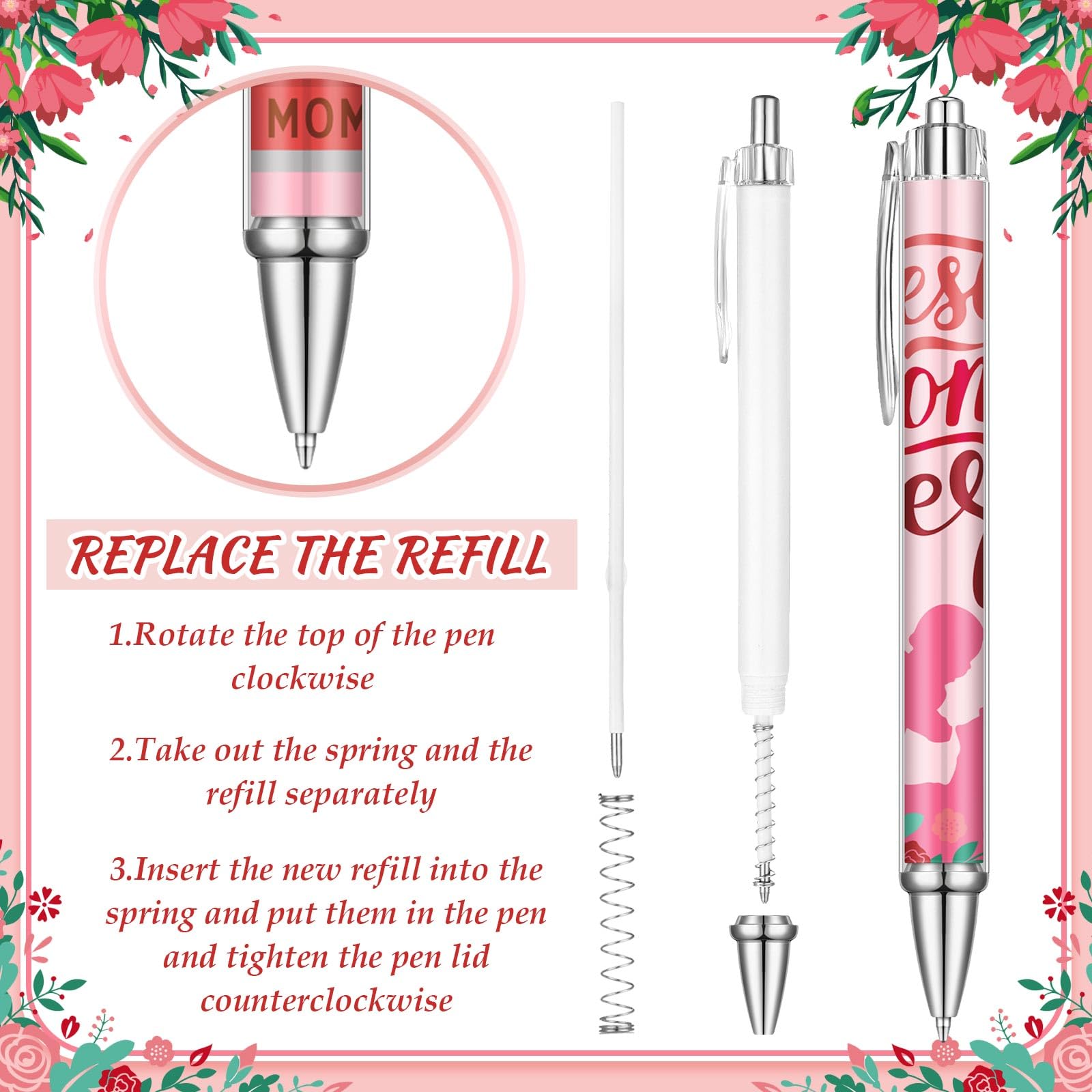 Humyoun 24 Pcs Christmas Pens Bulk for Mom Women Birthday Gifts