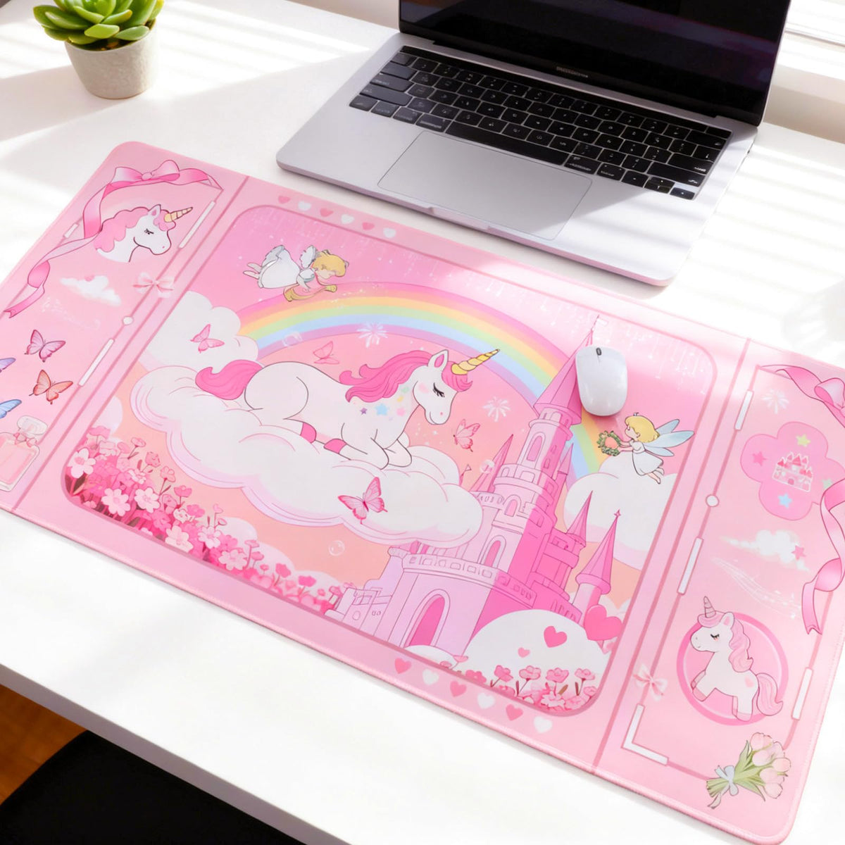 PERFECTSIGHT Cute Unicorn Desk Pad Kawaii Dream Desk Mat, Large Gaming Mouse Pad, Funny Deskmat