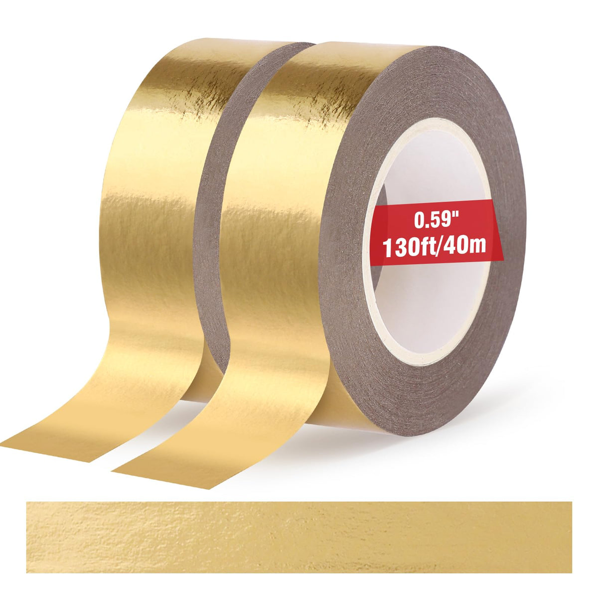 Fyguard Gold Washi Tape, 2 Rolls, 0.59 in x 65 Ft, Low Tack Foil