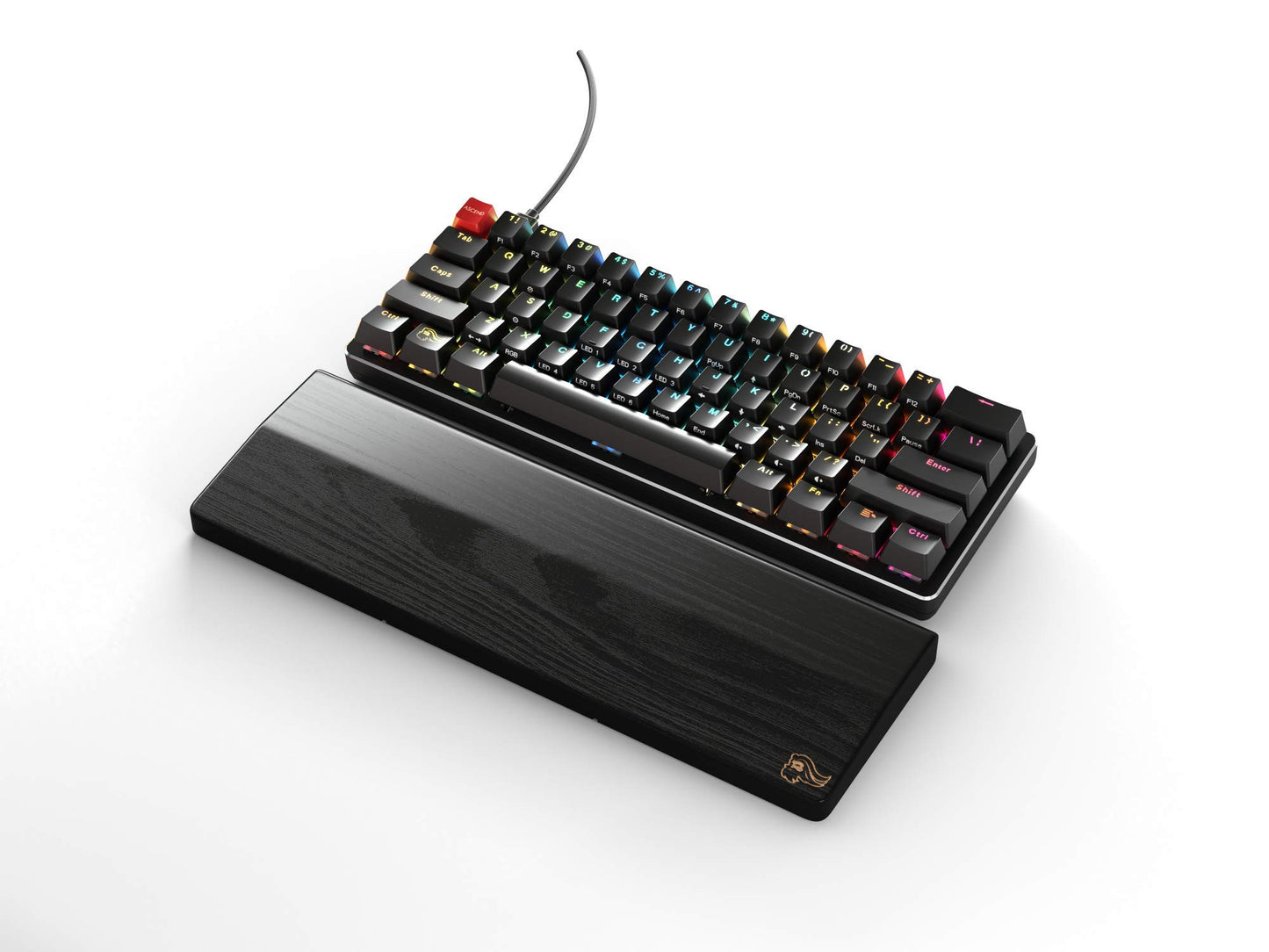 Glorious Wooden Wrist Rest - Compact - Onyx/Black - Mechanical Keyboards Wood Ergonomic Palm Rest|