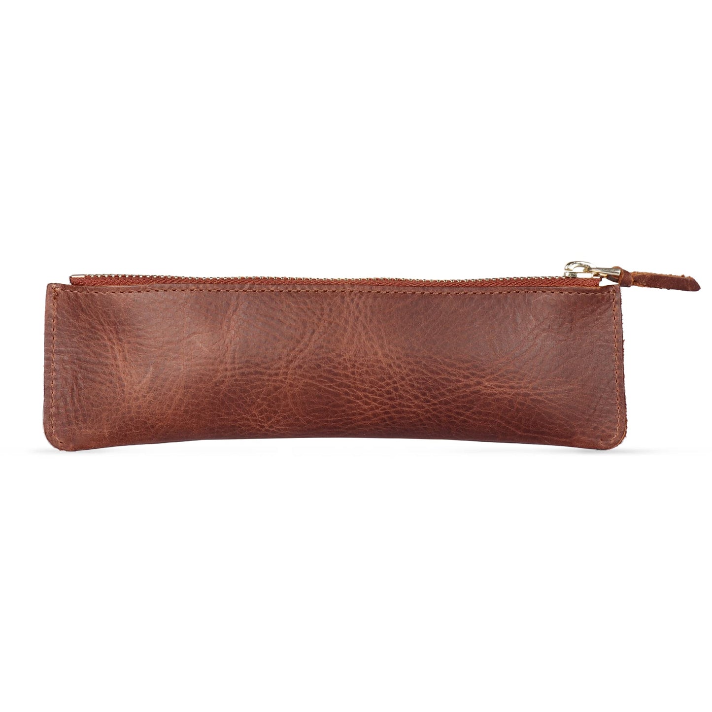 Londo Zippered Genuine Cowhide Leather Pen & Pencil Case — Slim Fountain Pen Holder, Pencil Pouch