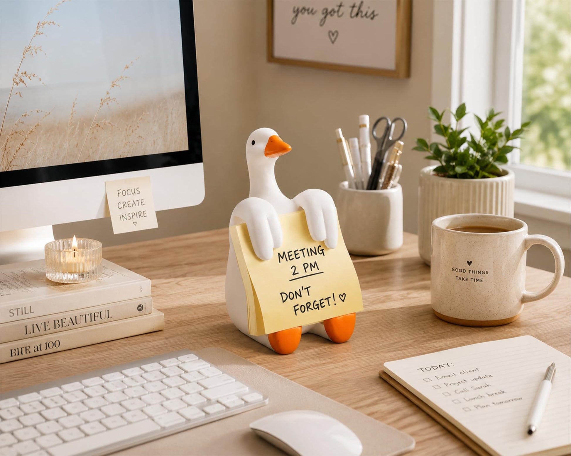 HORTIX Silly Goose Pop-Up Sticky Note Dispenser for 3 x 3 in Notes, Orange
