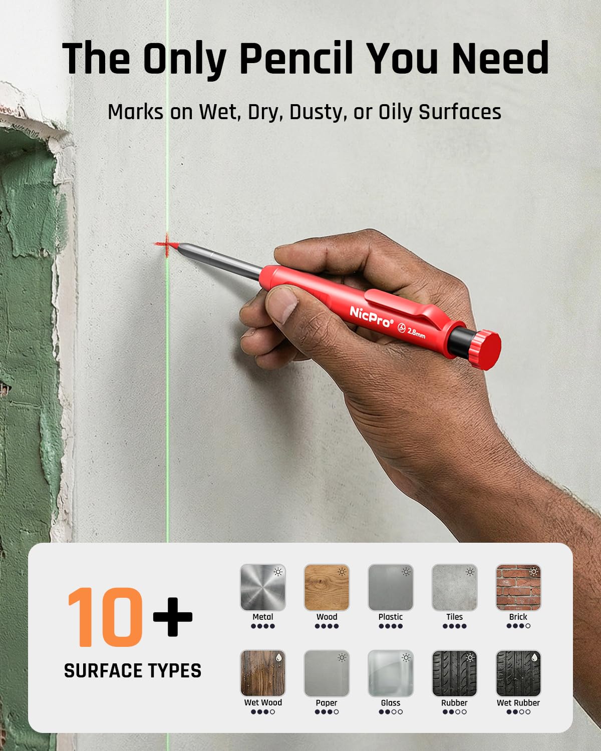 Nicpro CP1000 Carpenter Pencils with Sharpener, 6 Pack