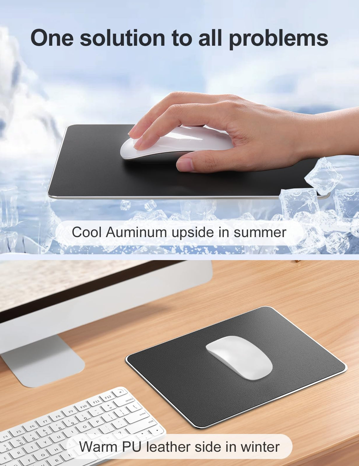 Vaydeer Hard Metal Aluminum Mouse Pad Clear Modern Smooth Magic Ultra Thin Double Side Design Mouse