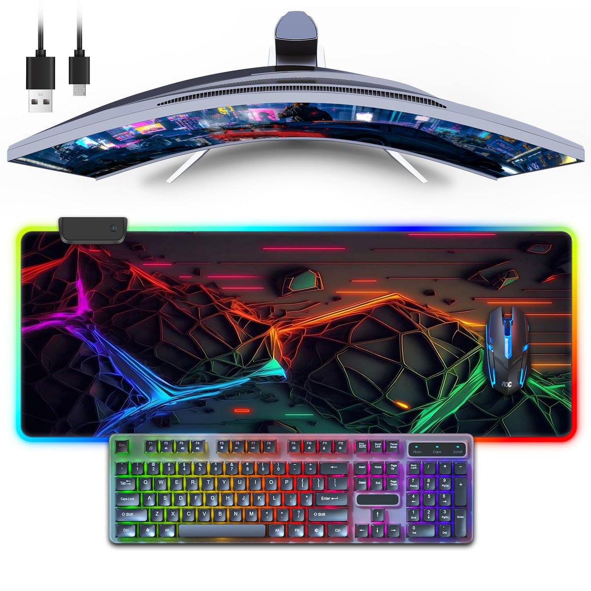 RGB Mouse Pad, Gaming Mousepad with 13 LED Light Modes