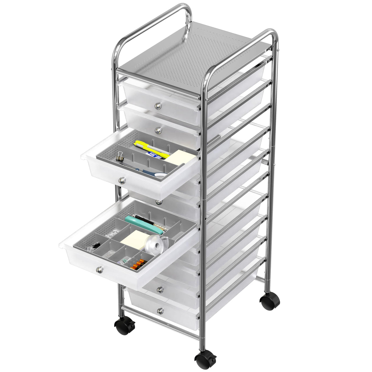 Simple Houseware Drawer Organizer Tray, 9 Adjustable Compartments, Gray