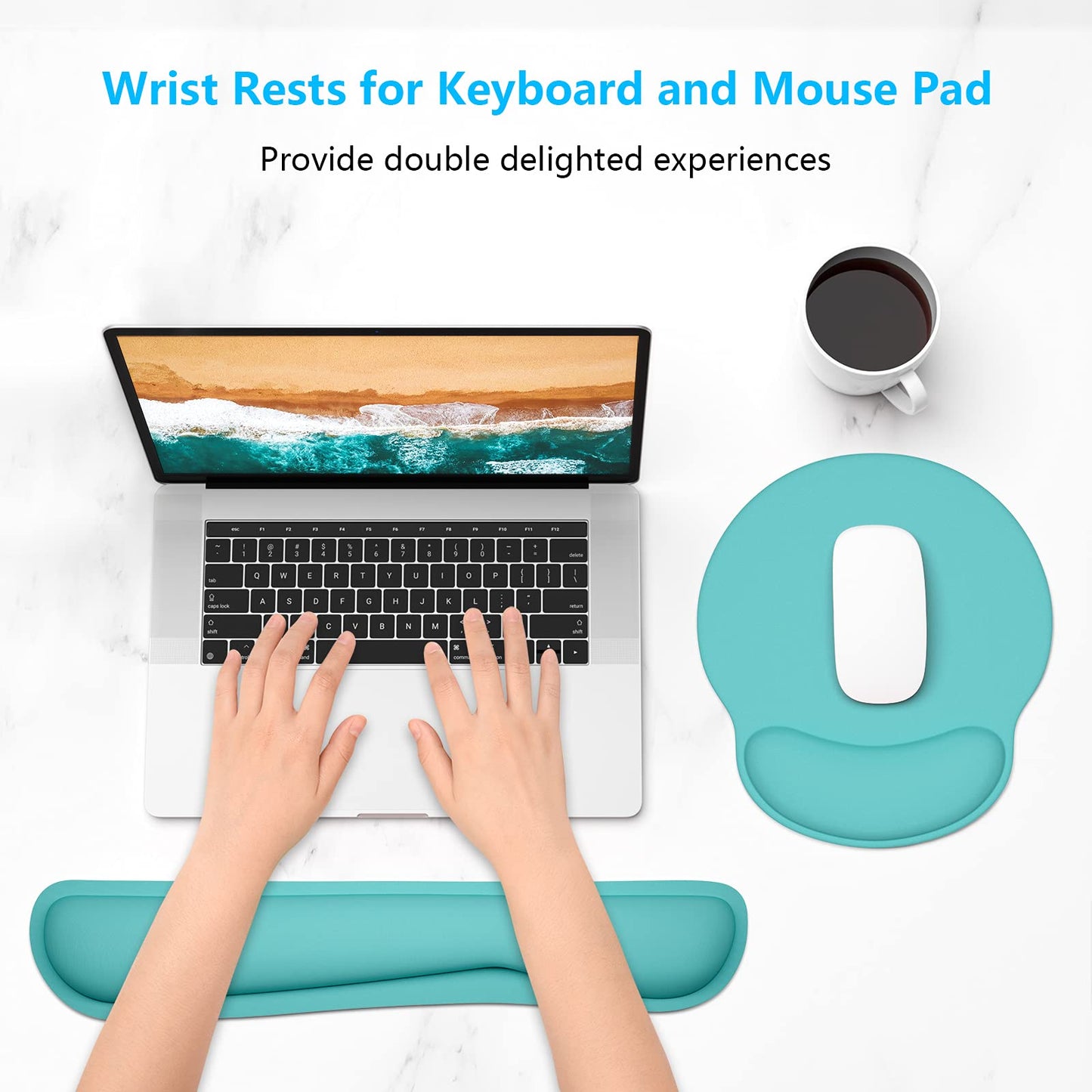 Dapesuom Keyboard Wrist Rest and Mouse Pad with Wrist Support, Cute Memory Foam Cushion for