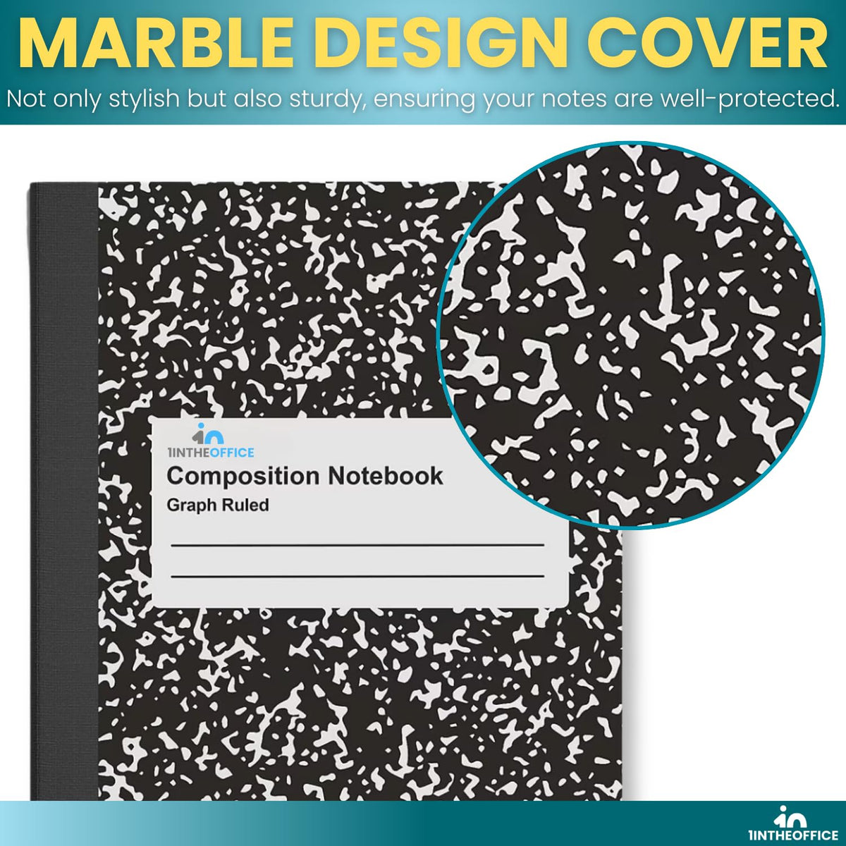 1InTheOffice Graph Paper Composition Notebook, Graph Ruled notebook, Quad Ruled Composition