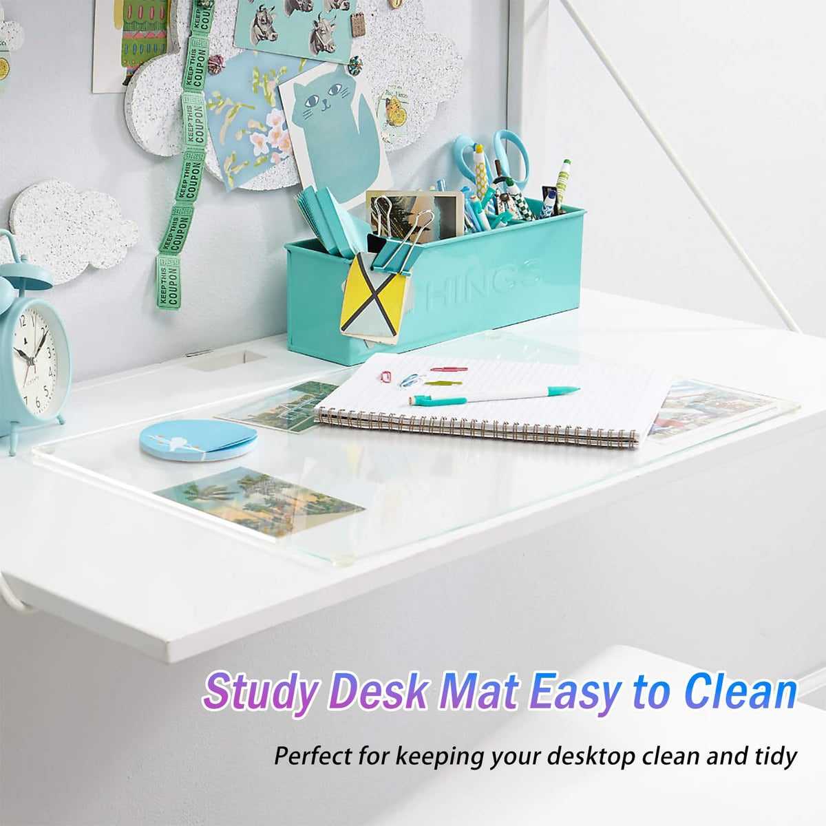 JanJunDec 1.5mm Thick 17×48 Inch Clear Table Cover Protector, PVC Desk Pad Protector, Anti-Slip