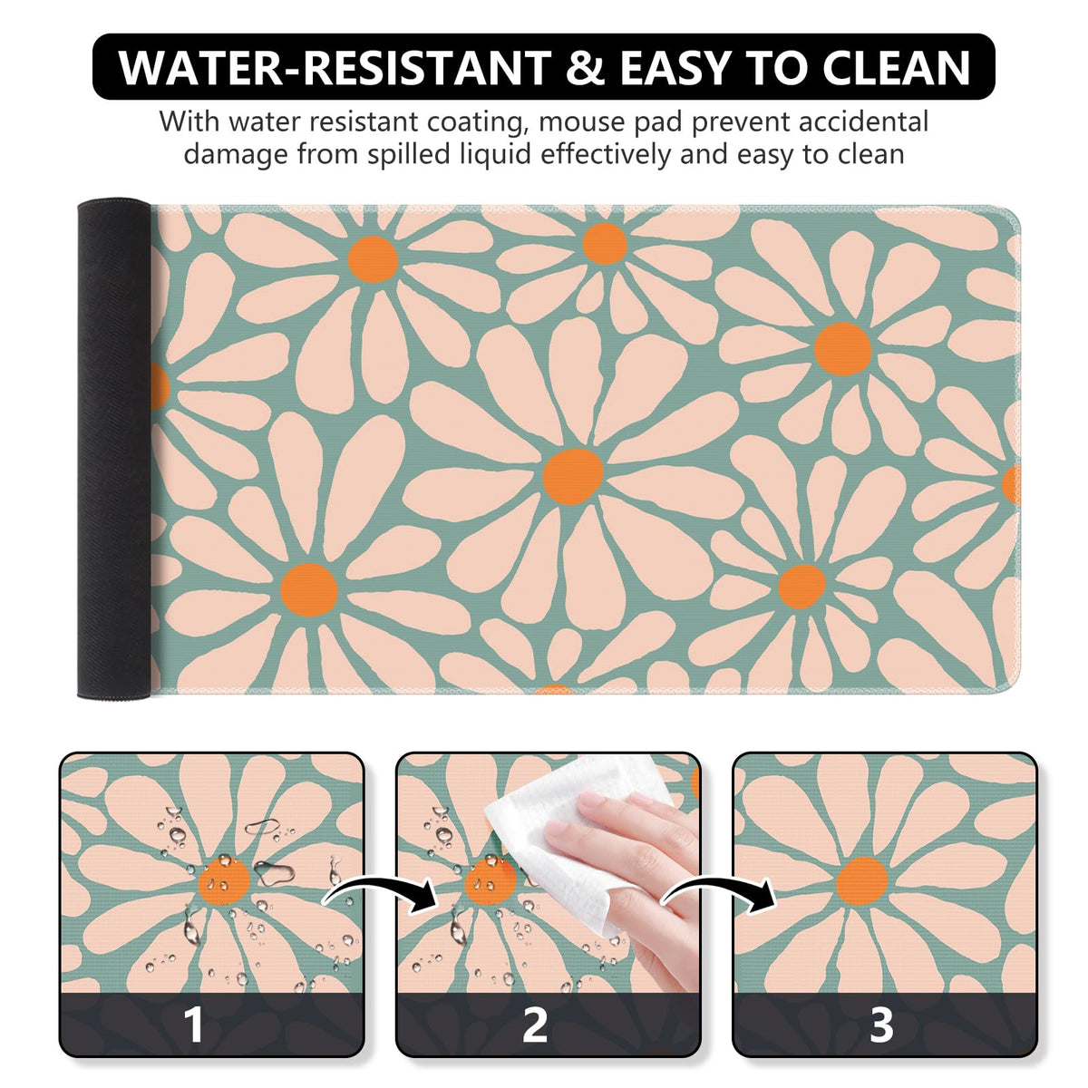 iCasso Desk Mat, Desk Matt for Desktop, Cute Desk Pad Mat, Green Floral