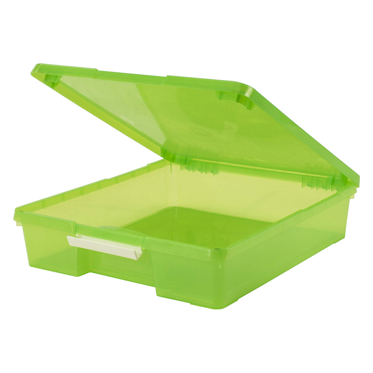 Storex Classroom Craft Project Box – Stacking Plastic Organizer Fits 12x12 Scrapbooking Paper